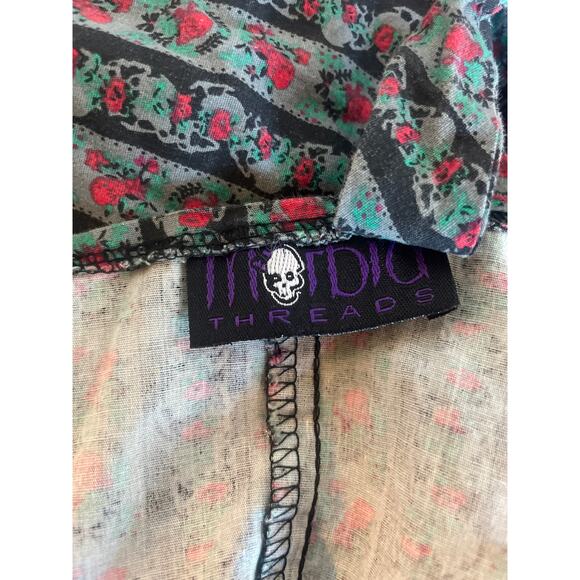 Vintage 90s Y2k MORBID THREADS Pinup Dress WHIMSY GOTH GRUNGE Skulls Roses S - Picture 6 of 14